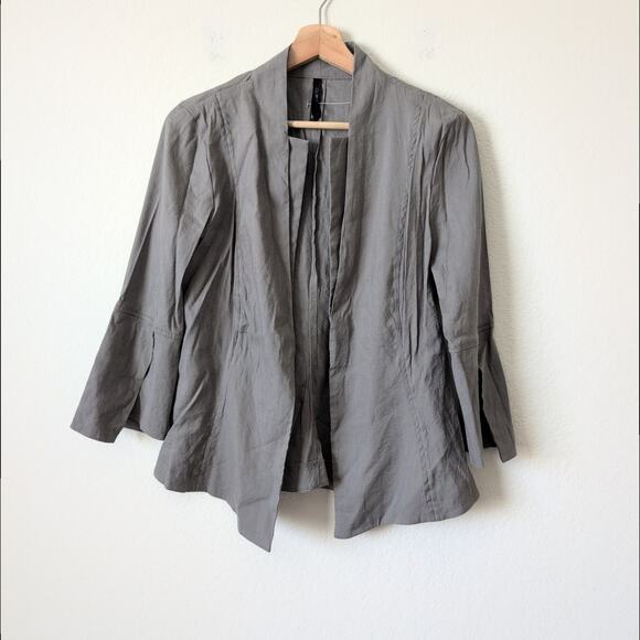 Porto San Francisco Blazer Jacket Size 1 Small Gray Linen Rayon Lagenlook Chic - Picture 6 of 8